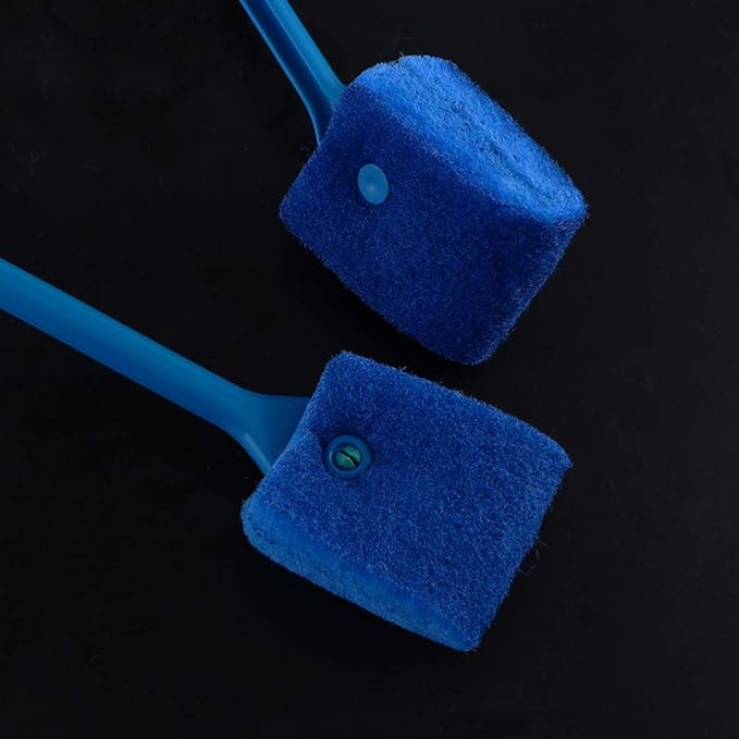 POPETPOP 2 Pcs Fish Tank Sponge Cleaner - Double Sided Sponge Cleaning Brush Cleaner Scrubber Fish Tank Scrubber for Glass Aquariums and Home Kitchen (Blue 40cm+Green 23cm)
