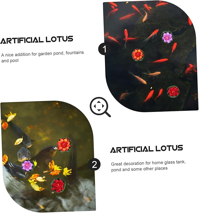 Happyyami 6pcs Artificial Lotus Goblincore Room Decor Indoor House Plants Plastic Aquarium Plants Bridal Lotus Leaves Decor Artificial Lily Pads Vivid Lotus Ornament Fish Tank Lotus Moss