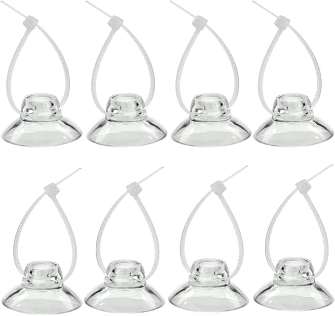 Aquarium Suction Cup Clips with Zip Cable Ties, 8 Pieces, Fit for Binding Moss Shrimp Nest Dodging Nest