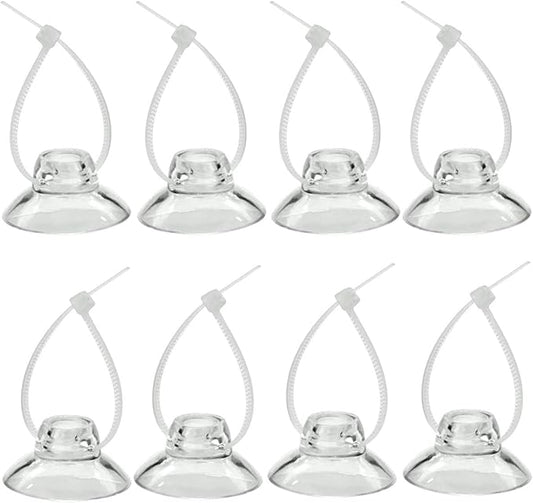 Aquarium Suction Cup Clips with Zip Cable Ties, 8 Pieces, Fit for Binding Moss Shrimp Nest Dodging Nest