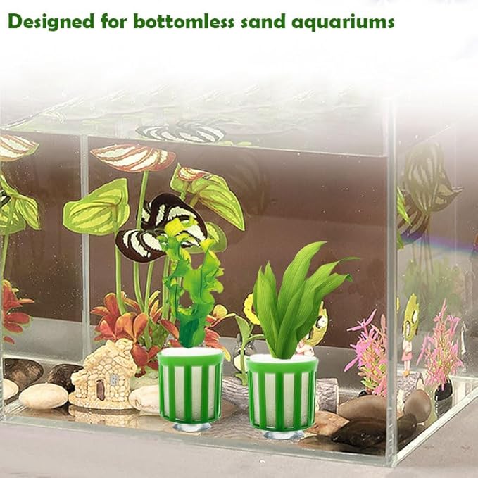 24 Set Anti-Floating Aquarium Plant Rings, Aquatic Plants Fixed Rings with Suction, Aquarium Landscape Plastic Plant Fixing Aquarium Plant Weights Pot Fish Tank Accessories