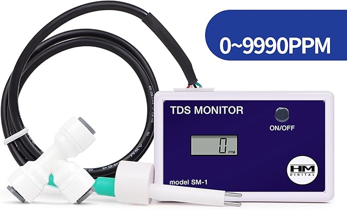 Digital SM-1 in-Line Triple TDS Monitor, 0-9990ppm Range, +/- 2% Readout Accuracy,for Aquarium