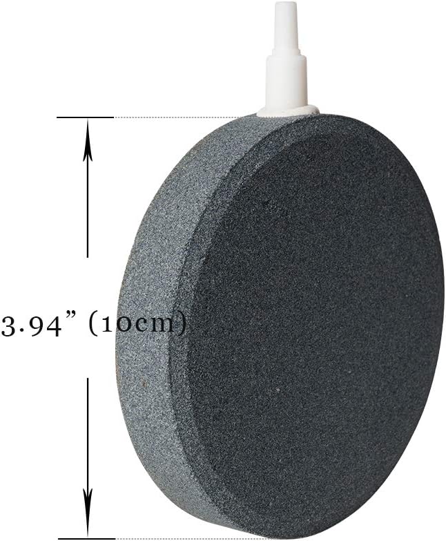 Quickun 4 Inch Updated Crazy Air Disc Stone Cylinder Bubbler Plus Diffuser Aquarium Fish Tank Hydroponics Pump Airstones Diffuser 3/16" 5/16" Hose ID, Pack of 2