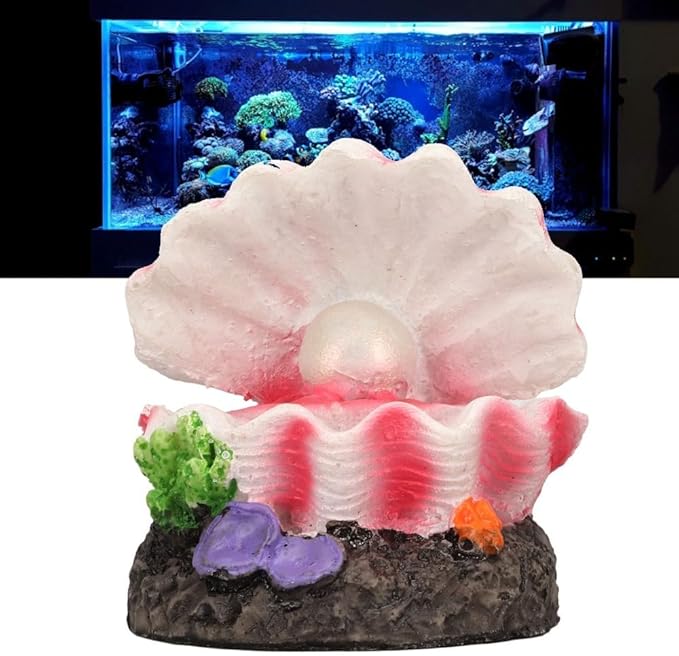 Resin Aquarium Shell Bubbler Ornament Bubble Dispersion Design Corals Decoration with Air Stone for Fish Tank