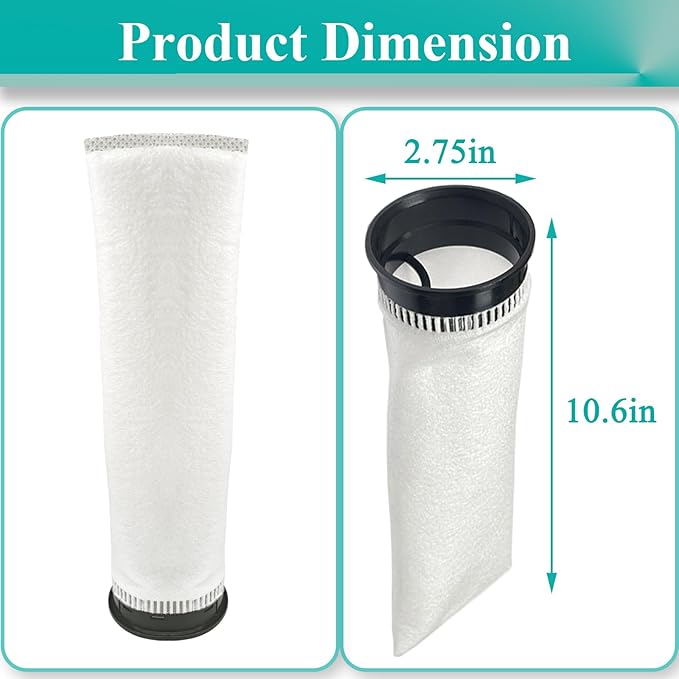 9 Pack 2.75 Inch Filter Socks 225 Micron Fits Waterbox AIO Series Aquariums, Eshopps, Fiji Cube, HelloReef 15G Fish Tank and All 2.75" Filter Sock Holders