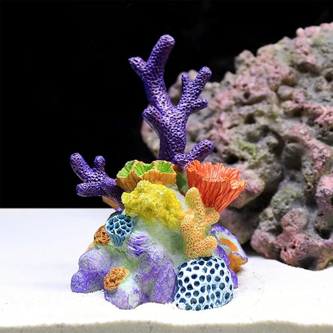 2PCS Aquarium Plants, Artificial Coral, Coral Reef Decor Resin Ornament for Fish Tank Landscape
