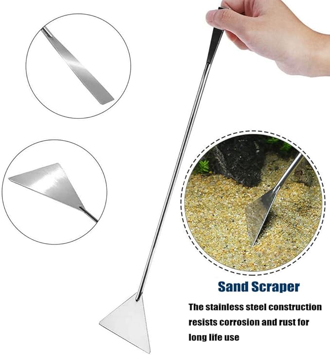 Utoolmart Aquarium Tank Aquatic Spatula Stainless Steel Long Sand Substrate Spatula Algae Scraper Fish Tank Plant Tools Accessories for Aquascaping Cleaning