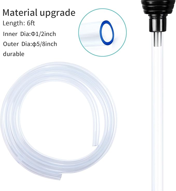 6ft Aquarium Gravel Vacuum Cleaner, Fish Tank Water Changer, Hand Pump Siphon