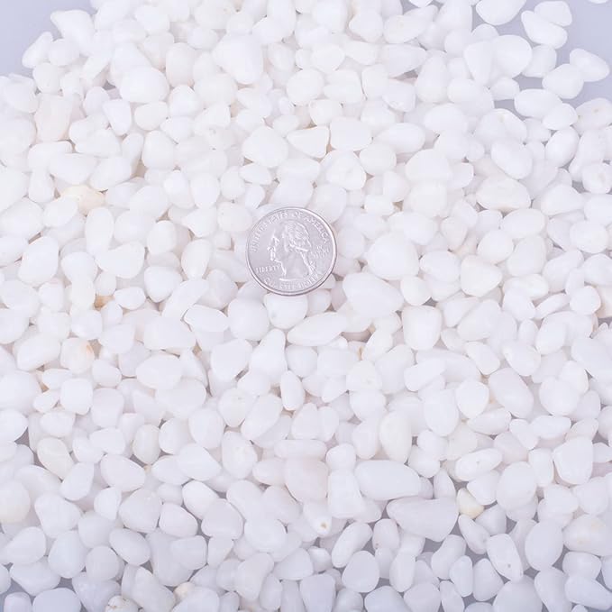 Natural Polished White Pebbles 3/8", No Dust Gravel Size Mini River Rocks Stone for Potted Plants, Succulents, Aquarium, Fairy Garden, Miniature Landscapes Decoration (1.9 LB, White)