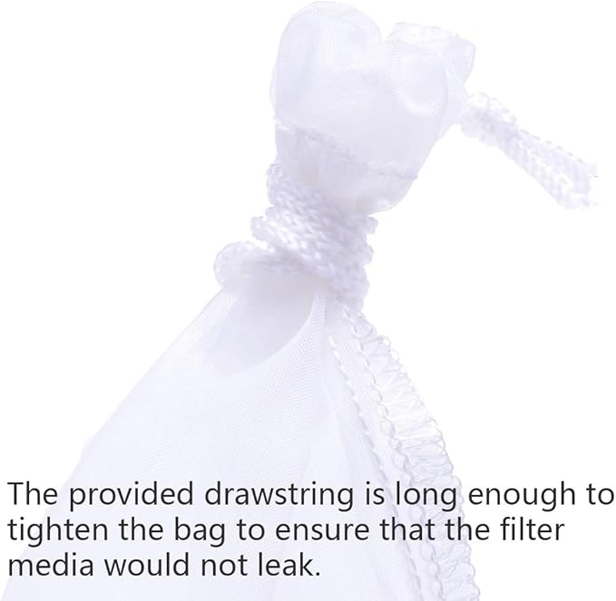 ALEGI Media Filter Bag Aquarium Extra Fine,Reusable 180 Micron Drawstring Mesh Filter Bags for Very Fine Resins Filter (7.5"*3.6" (6 Pack))