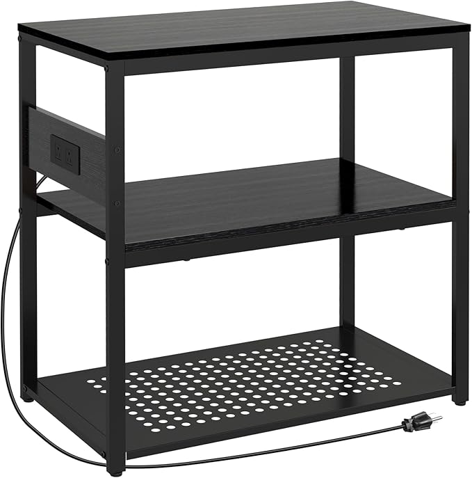 Livofloral 20-29 Gallon Fish Tank Stand with Power Outlets, 3-Tier Metal Aquarium Stand, Breeder Reptile Tank Stand with Shelf for Home Office, 660LBS Capacity, 29.5 x 15.8 x 30.1 inches, Black