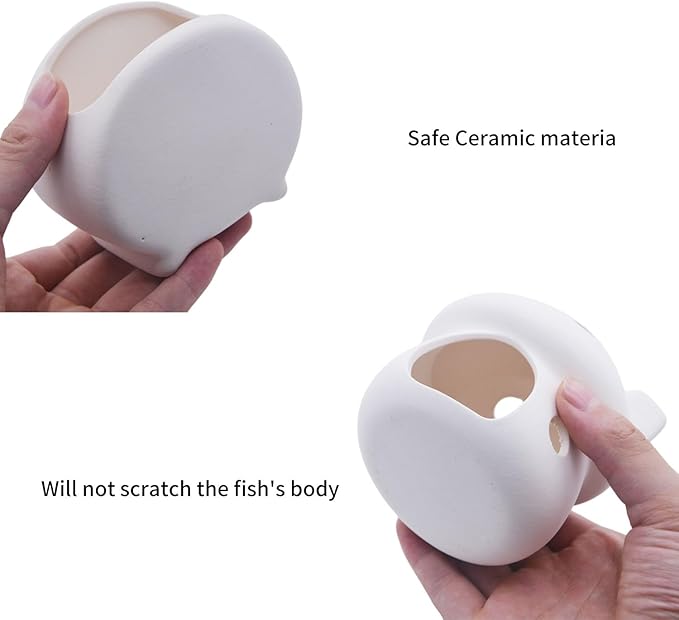 Aquarium Decor Ceramic Mushroom House with Cave Set Ornament Fish Tank Landscape Decoration for Small Shrimp for Goldfishes to Rest (White)