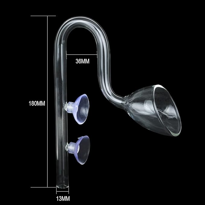 Lily Pipe Glass Outflow Set Aquatic Inflow Pipe Set for Aquarium Planted Tank Filter 13mm for 12/16mm(1/2" ID) Tubing