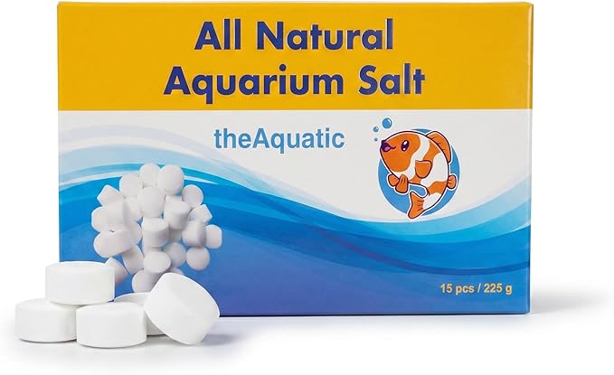 Premium Aquarium Salt, Aquarium Salt Freshwater Tablets for Aquarium Water Treatments Essential Supplies (15 Tablets)