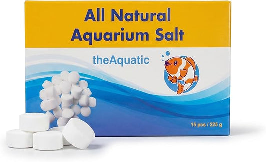 Premium Aquarium Salt, Aquarium Salt Freshwater Tablets for Aquarium Water Treatments Essential Supplies (15 Tablets)