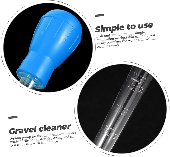 2Pcs Aquarium Gravel Vacuum Pump Handheld Fish Tank Cleaner with Extension Tubes for Easy Water Removal Material Strong Suction Convenient Operation