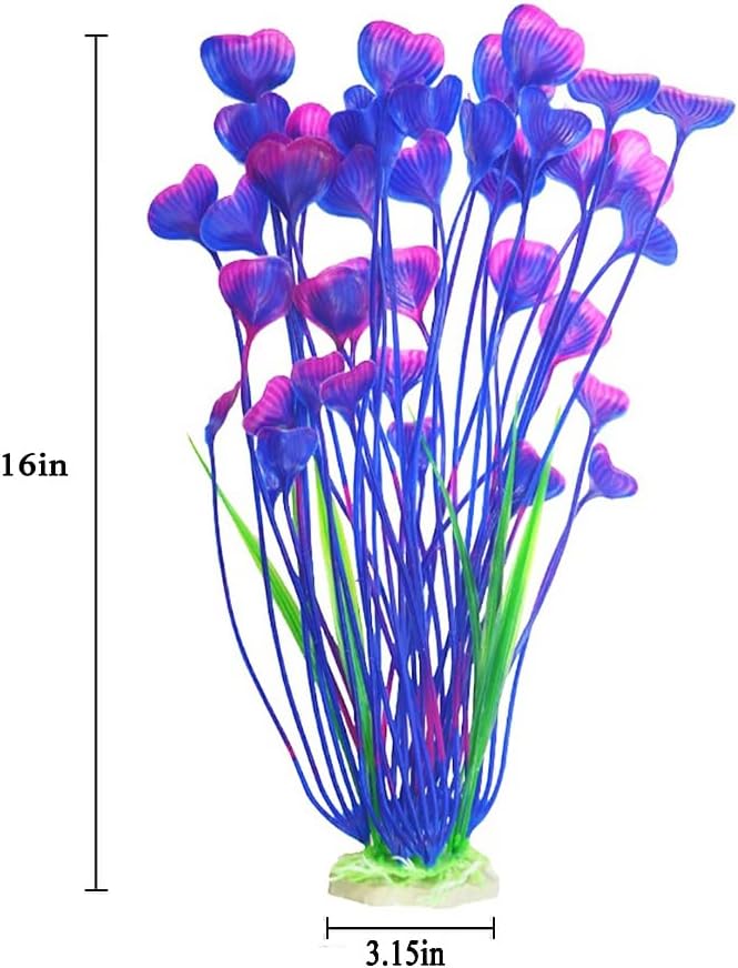 DSkoiph Artificial Plants Decoration Ornament for Fish Tank Aquarium Plastic Plants Tall 16 inch 2 Pack (Purple), PHCD761-4