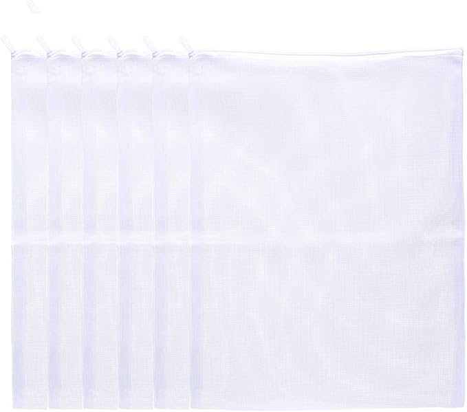 JIHAQUA Aquarium Filter Bags Large - Reusable Fish Tank Filter Media Mesh Bags with Plastic Zipper (14 x 18 inch (6 Pack))