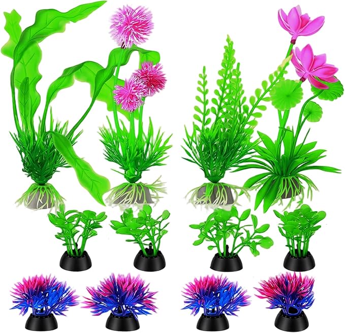 12 Pcs Fish Tank Plants Plastic Aquarium Plants, Fish Tank Accessories Aquarium Decorations Fishs Tanks Decor Aquariums Decor Plastic Plant