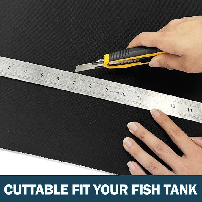 2 Packs 23.6 x 15 Inch Aquarium Fish Tank Leveling Pad, 6mm Thick Foam Fish Tank Mat Non-Slip Neoprene Foam Shockproof Easy Cut for Water Stable Floor Protection Black