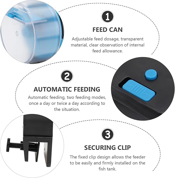 Toddmomy Automatic Fish Tank Feeder Intelligent Aquarium Feeding Device for Fish and Turtles Blue Non-Battery Operated Pet Feeding Accessory