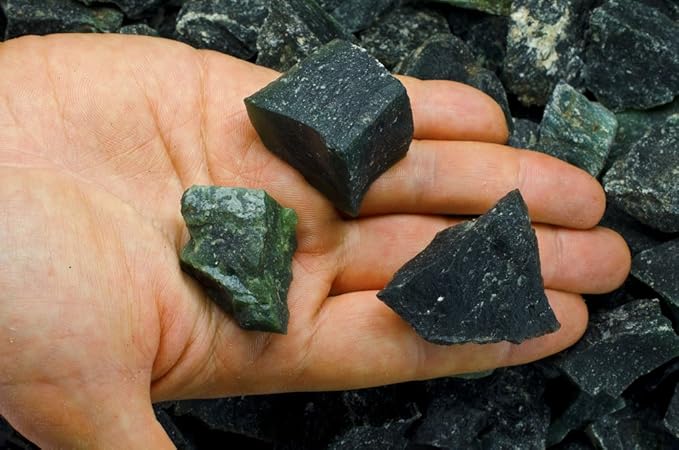 Fantasia Materials: 3 lbs Deep Green Serpentine Rough Stones from India