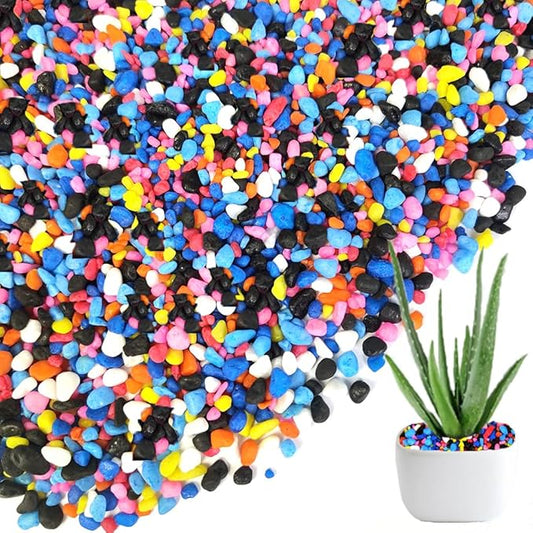 HappyFiller Mix Colored & Black Pea Gravel,Colorful Pearlized Stones for Succulent Cactus Aloe Plants, Bonsai Soil Cover,Terrarium Fairy Garden Landscape,Vase Fillers,Fish Bowl,Home Decor,3-6mm