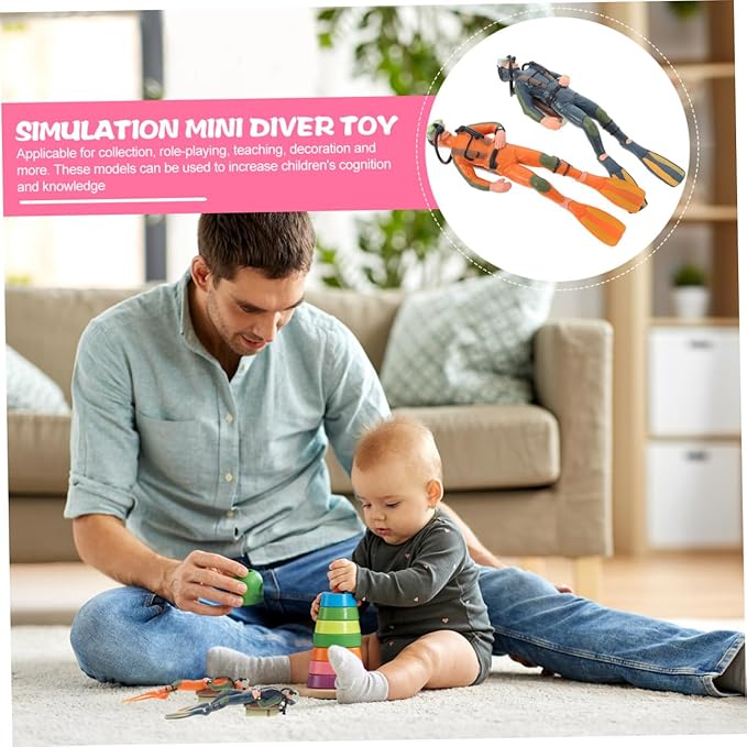 BESPORTBLE Fish Tank Diver Figurines Decorations: 4pcs Miniature Scuba Diver Toys for Aquarium Landscape, Resin Underwater Explorer Ornaments for Decor and Education