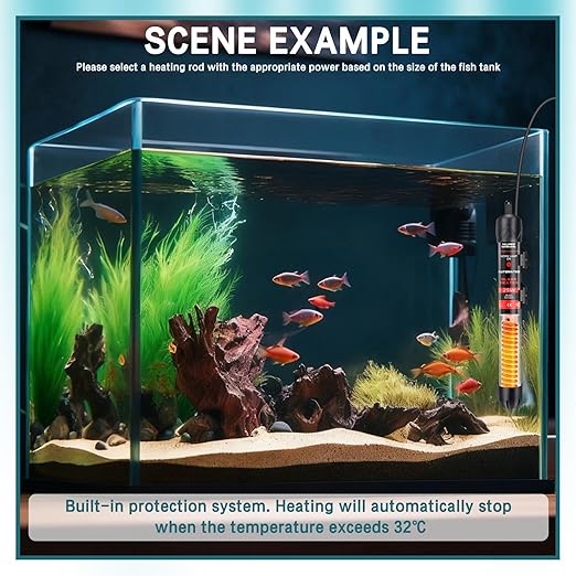Adjustable Aquarium Heater Aquarium Heater,Submersible Adjustable Fish Tank Heater 25W,Rotatable and Adjustable Temperature Control, Used for 8 Gallon