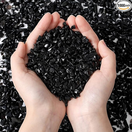 MAIBAOTA Natural Black Obsidian Crystal Quartz Rocks Chips Vase Filler Rocks for Succulent Plant Small Fish Tank Aquarium Gravel Decorative Pebbles Stones(200 gram)