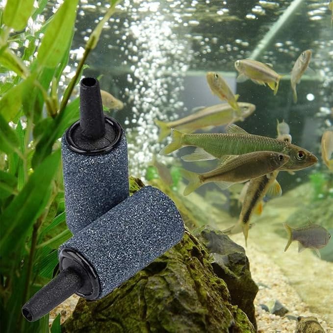 1 Inch Air Stone,Aquarium Air Stones, Cylinder Bubble Diffuser Airstone Fish Tank Bubbler Air Pump Accessories for Aquariums Hydroponics Grey (12 Pack)
