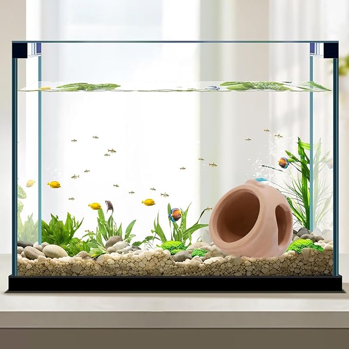 AnRui Aquarium Decorations Mini Ceramic Jar Fish Tank Hideout Cave Cute Pot Aquarium Accessories Decor Ornaments for Cichlid, Small Fish, Shrimp to Play Hide Breed Habitat