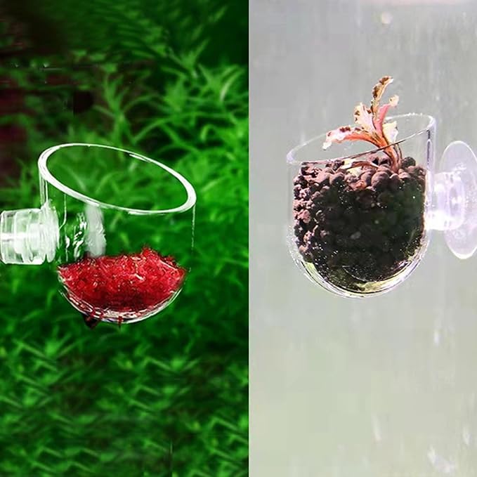 10 Pcs Aquarium Plant Holder, Clear Fish Tank Plant Holder for Aquascape Decoration, Red Worm Feeder, Aquarium Planter Pot with Suction Cup, Betta Fish Tank Accessories Aquariums Decor