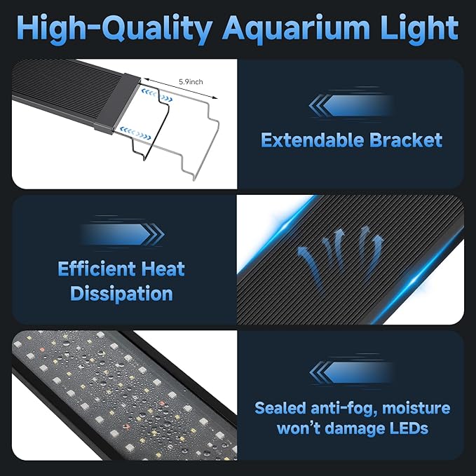 fishkeeper LED Aquarium Plant Light, 24/7 Full Spectrum Aquarium Light with 5 Nature Weather Mode, Auto On Off with Timer for 18-24 Inch Fish Tank, Adjustable Colors/Brightness with Memory Function