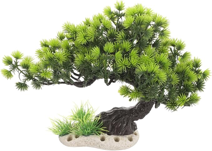Housoutil Aquarium Artificial Plastic Plants Decoration - Bonsai Tree Plant Fish Tank Decorations Artificial Aquarium Plants Tree - Fish Tank Hides Complete Tree