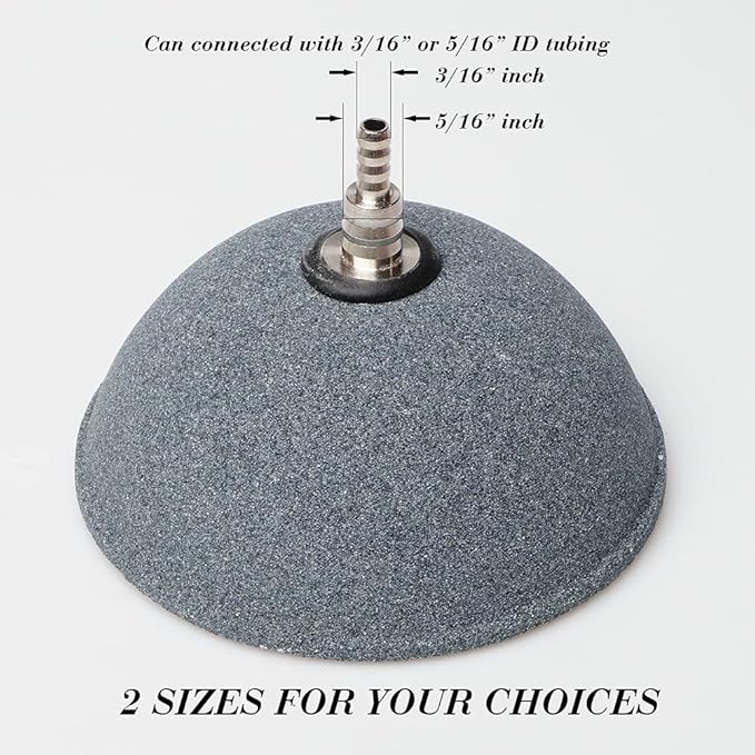 Quickun 2.36 Inch Updated Crazy Air Disc Stone Cylinder Bubbler Plus Diffuser Aquarium Fish Tank Hydroponics Pump Airstones Diffuser 3/16" 5/16" Hose ID, Pack of 2