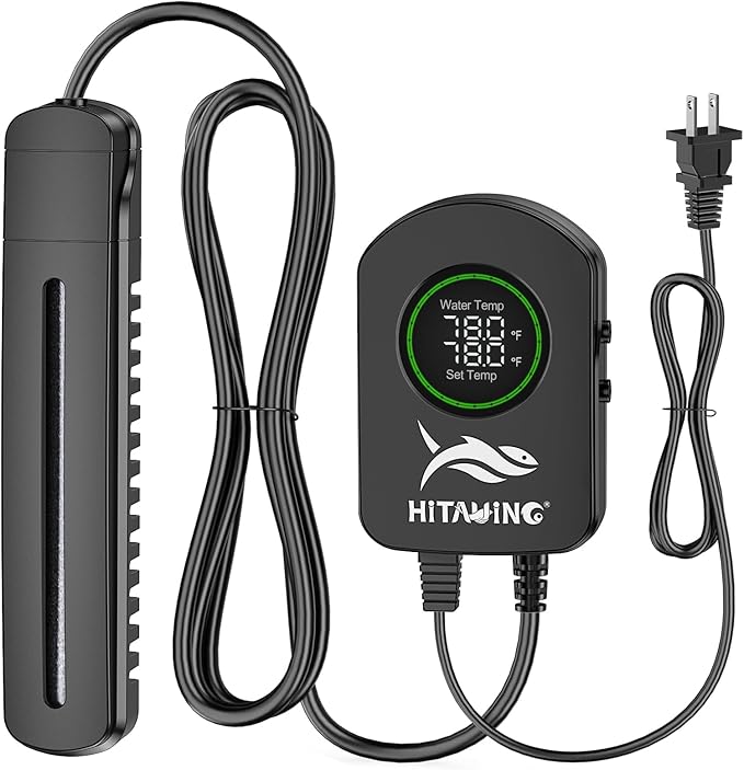 HiTauing Aquarium Heater, 100W/200W/300W/500W Fish Tank Heater with Upgraded LED Large Display, Up/Down Control Buttons and Intelligent Leaving Water Automatic Power-Off for Saltwater and Freshwater