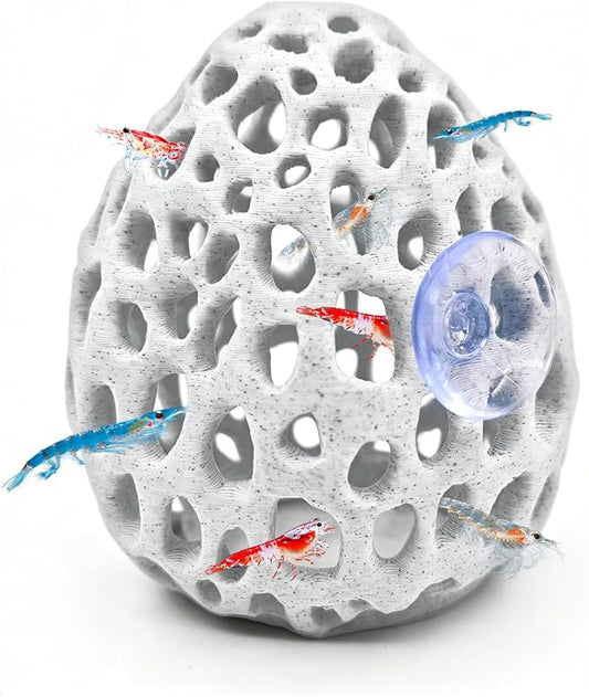 Obfuscate Shrimp Cave,Shrimp Hides for Aquarium,Porous Coral Rock Aquarium Decor with Suction Cup,Fish Tank Hideout for Small Fish,Shrimp and Guppies