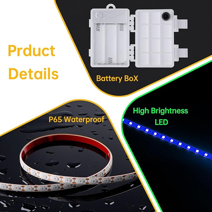 Shangyuan Marine LED Strip Lights with Battery Box for Pontoon Under Deck Lights, Battery Operated Boat Interior Lights for Fishing Sailboat Kayak, Boat Accessories, 5m (16.4ft) (blue)