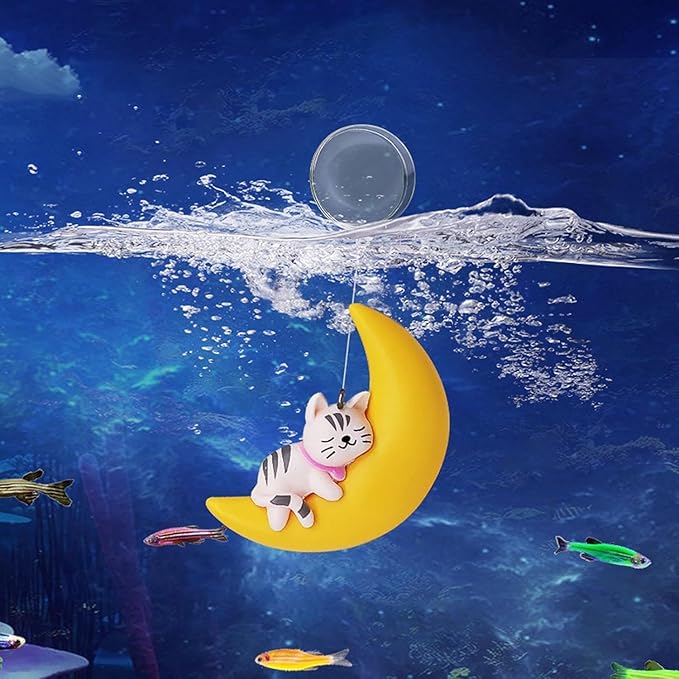 ZALYDRIFish Food Feeder, Aquarium Feeding Tray with Suction Cup, Acrylic Feeding Tube Fish Food Box, Aquarium Accessory breeding Box, with one Cute Moon Animal PVC Floating Toy