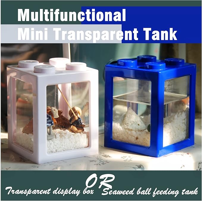 Mini Sea Monkey Tank, Stackable Aquariums for Fairy Shrimp Eggs Moss Balls, 0.25 Gallon Temporary Betta Fish Tank, Ant Feeding Case, Small Reptile Tank