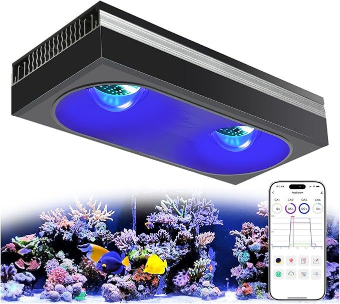 PopBloom RL180 Reef Marine Led Aquarium Lighting Full Spectrum Reef Aquarium LED Lighitng for Coral Saltwater Fish Tank (RL180 with Hang Kit)