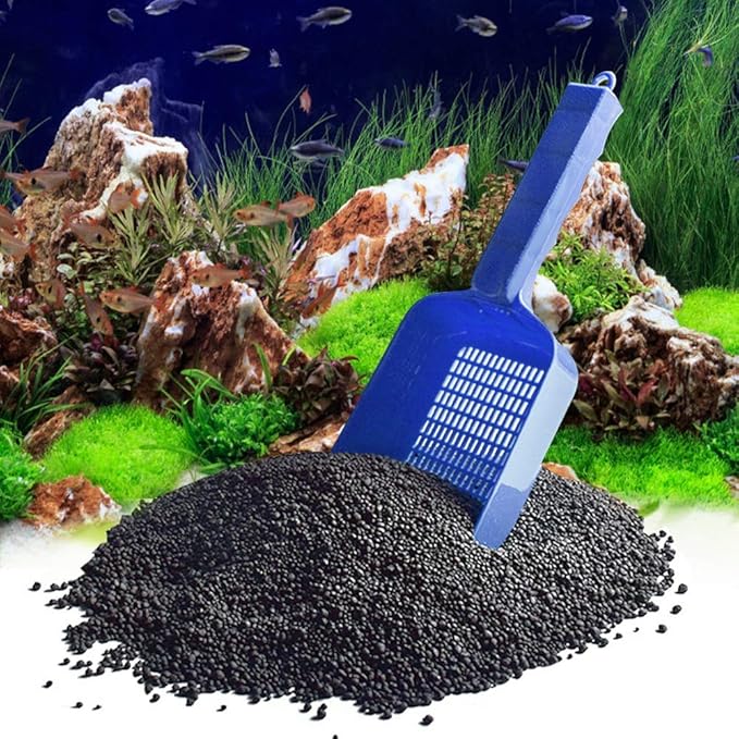 Gavigain Aquarium Sand Shovel, Mesh Drainage Design, Non Slip Handle, Water Draining, for Fish Container Cleaning and Maintenance
