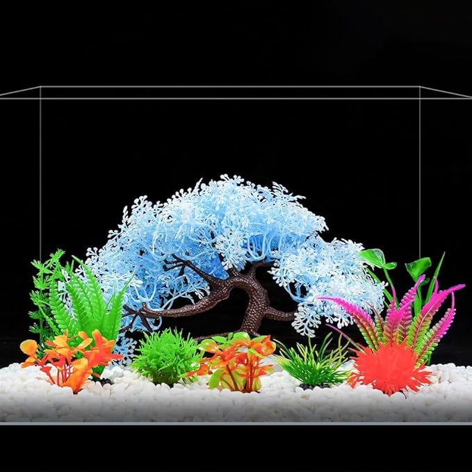 Sanfly Artificial Aquarium Plants, Fake Aquarium Aquatic Plant Cherry Blossom Aquarium Fish Tank Simulation Aquatic Aquarium Tank Accessories