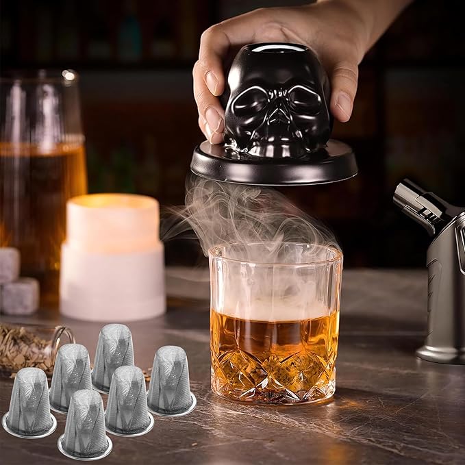 Whiskey Smoker Screen Filter - 6PCS 1.22" Diameter Screen Bowl Top Mesh Set, Stainless Steel, Washable, Mesh Screen Filter Bowl for Skull Cocktails and Whiskey Kit