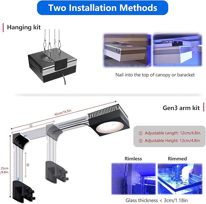 4PCS PopBloom RL90 Led Aquarium Fish Tank LED Planted Light Freshwater Aquarium Lamp for 96" 240CM Fish Tank Light with Smart APP Control
