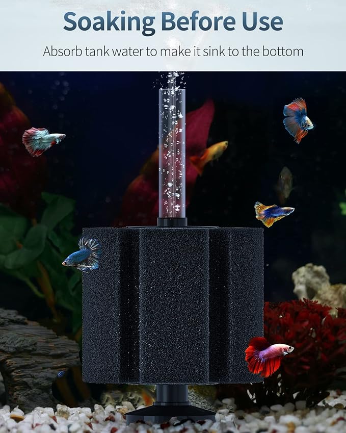 Pawfly Aquarium Large Bio Sponge Filter Quiet Betta Fry Shrimp and Fish Foam Filter with Nano Air Stone for Large Fish Tanks up to 150 Gallons