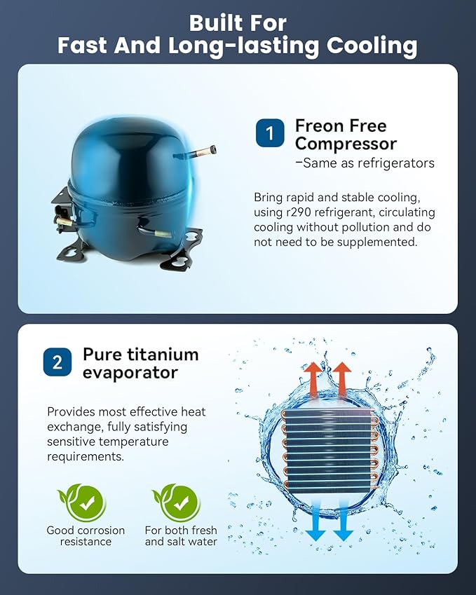 BAOSHISHAN Aquarium Chiller 79 gal, 1/3 hp Compressor & Silent Fan for Hydroponics System/Fish Tank/Axolotl/Coral Reef/Fresh & Sea Water