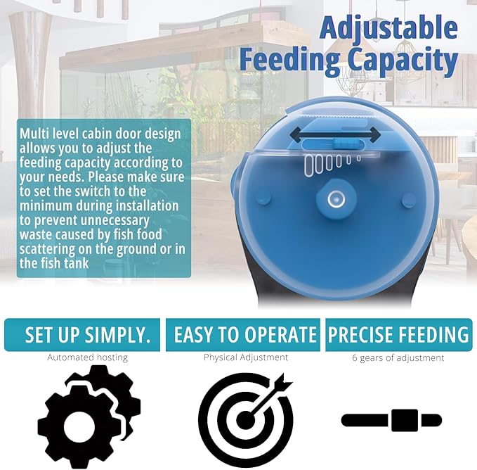 Automatic Fish Feeder,Feeder Automatic Dispenser,with Two Food Containers 100/210 ML Capacity, Fish Feeding Ring, Suitable for Vacation Weekend Day, Small Tank, Big Aquariums