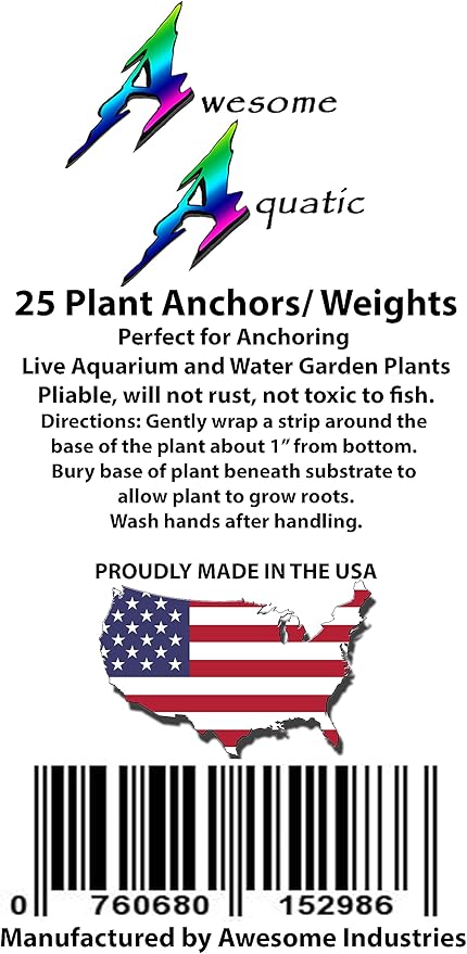 Awesome Aquatic Plant Anchors/Weights 25 pk Strip Lead Ribbon Live Plants Weight Anchor (25 Pack Strips)